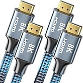 8K HDMI Cable 3 ft 2Pack, CABNEER 48Gbps High Speed HDMI 2.1 Cable, Braided HDMI Cable 2.1 8K 60Hz 4K 120Hz Support for HDR e