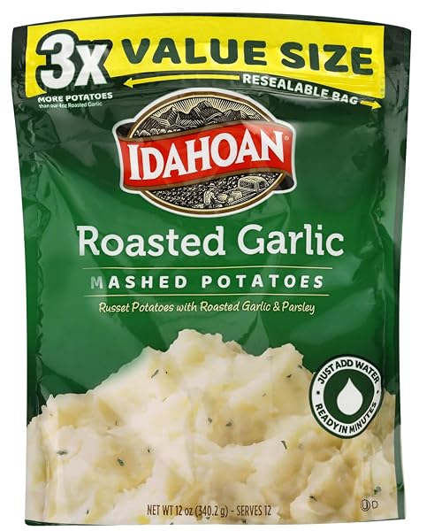 IDAHOAN ROASTED GARLIC VALUE SIZE MASHED POTATOES, NATURALLY...