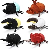 Meooeck 6 Pcs Simulation Beetle Plush Toy 4 Inch Bug Stuffed Keychains | Small Beetle Bug, Stuffed Animal Keychains, Insect Plush, Soft Crustaceans for Boys Girls Birthday Christmas Stuffers