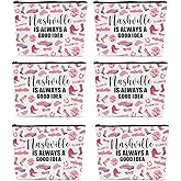 Sldpngo 6PCS Nashville Travel Makeup Bag Nashville Themed Girls Trip Gifts Favors Nashville Travel Lover Gifts for Women Her Travel Cosmetic Bag for Holiday Trip Vacation