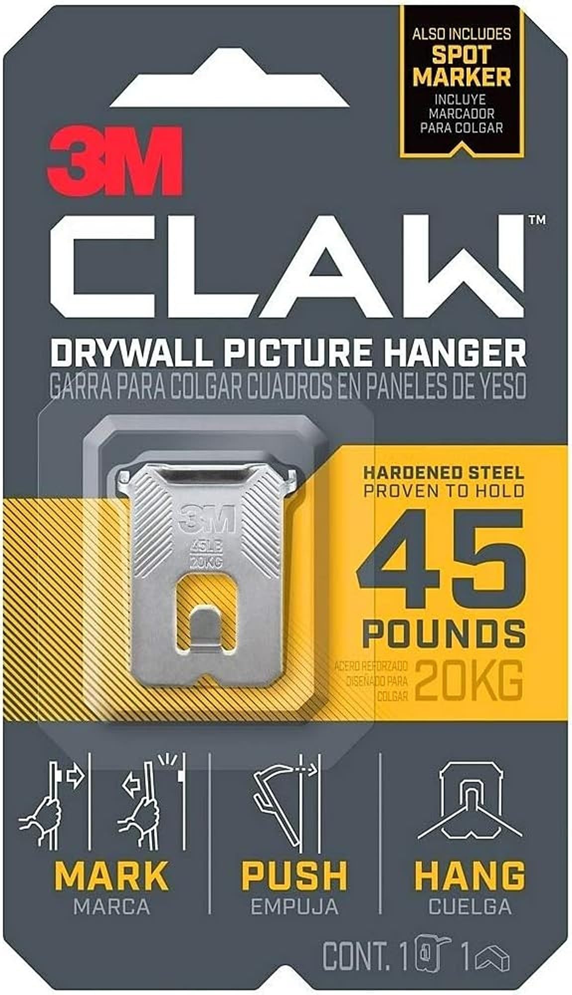 Photo 1 of 3M CLAW Strong Durable Drywall Picture Hanger (45 LB)