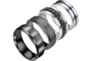4 Pack Anxiety Rings Stainless Steel Chain Spinner Rotation Fidget Men Band Set Cool Punk Rock Bicycle Hip Hop Chain Ring for