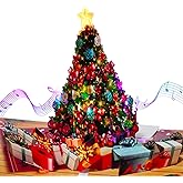 Ribbli Christmas Card Light and Musical Christmas Cards Christmas Tree Pop Up Christmas Card 3D Merry Christmas Card, with En