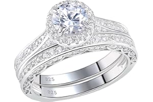 NEWSHE JEWELLERY Newshe Wedding Rings for Women Engagement Ring Set 925 Sterling Silver 2.4Ct Round White AAAAA Cz Size 4-13