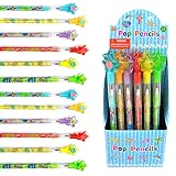 TINYMILLS 24 Pcs Superhero Text Multi-Point Pencils - Refillable Fun Pencils