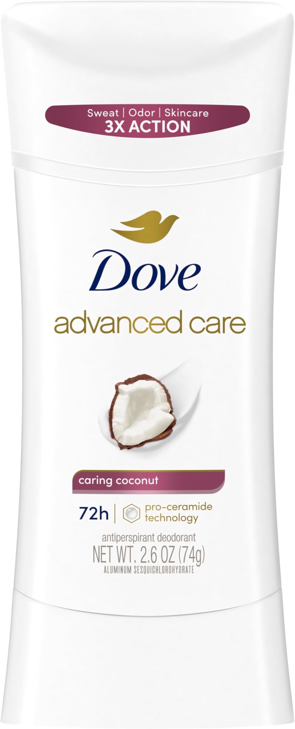 Dove Advanced Care Coconut Antiperspirant Deodorant Stick 2.6 oz New