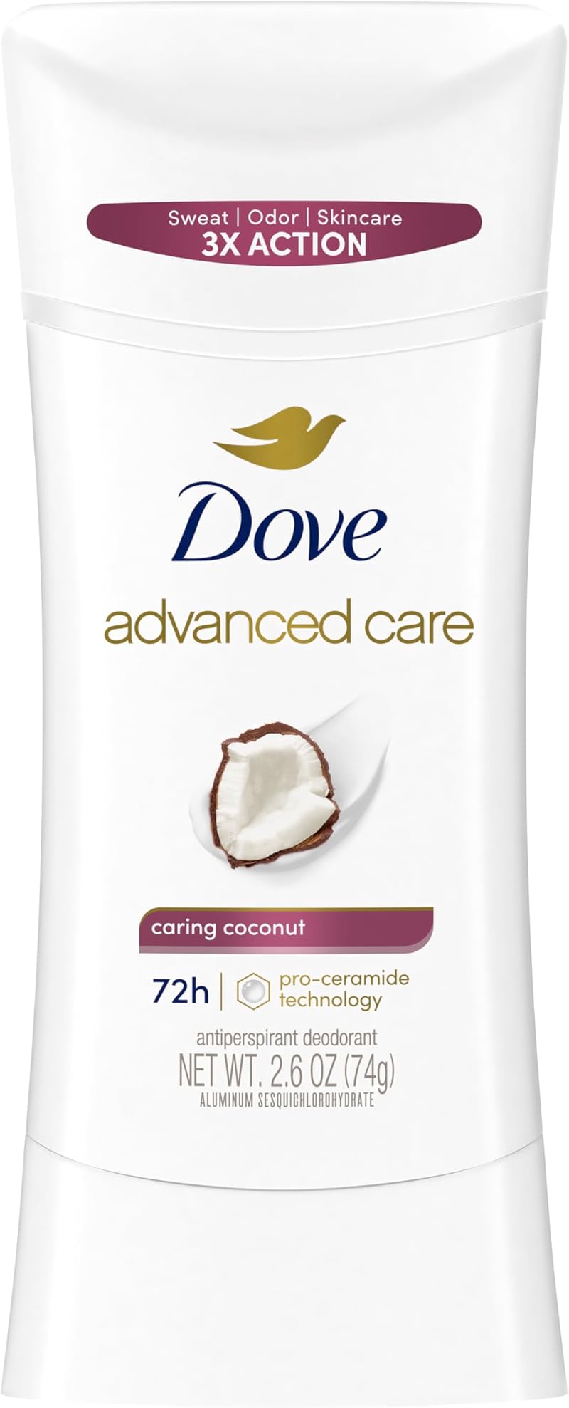 Dove Advanced Care Coconut Antiperspirant Deodorant Stick 2.6 oz New