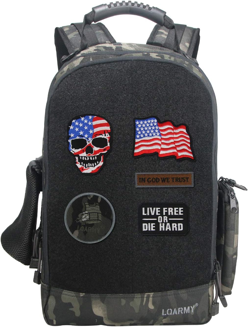Velcro Backpack Military Tactical Backpack,with Five Velcro Patches,Including 1 US Flags for Outdoor (Black Multicam)