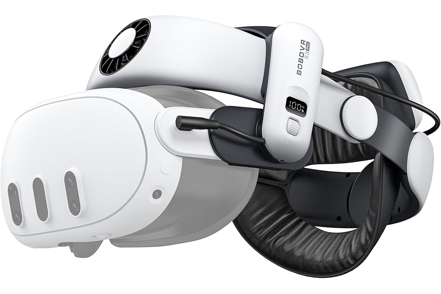 BOBOVR S3 Pro Battery Strap Accessories,Head Air Cooling System and 10000mah Hot-swappable Battery Pack,Compatible with Meta Quest 3/Quest 3S