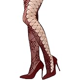 Benefeet Sox Patterned Fishnet Tights Floral High Waist Fishnet Stockings for Women Rose Sexy Fishnets Hollow Out Pantyhose