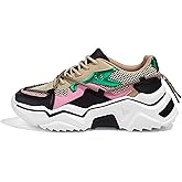 LUCKY STEP Women's Platform Colorful Fashion Sneakers Retro Colorblock Stylish Cute Chunky Dad Walking Shoes