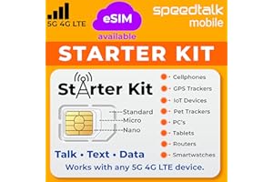 SpeedTalk Mobile SIM Card Starter Kit, Smartphone Cell Phone, GPS Tracker and IoT, Plan Starting at $5 Prepaid, Data, Talk and Text, High Speed 5G 4G LTE, Android iOS, USA, 3 in 1 SIM Kit
