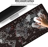 HGWALP Large Gaming Mouse Pad Black World Map 31.5 x 11.8 Inch Anti-Slip view 2