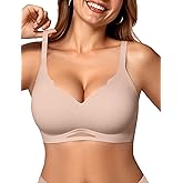 OEAK Womens Wireless Bras Scalloped Push Up Bralettes No Underwire Supportive Tshirt Bra Seamless Comfortable Everyday Bras