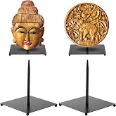 RattanView 2 Pcs Mask Display Stand Metal Holder, 4.7 × 4.7 × 5.5 Inch | African Tribal Mask Holder, Mask Display Stand with Base, for Puppet Sculpture Collectible Roman Greek Artifact Display