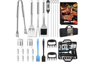 25 PCS BBQ Grill Accessories Tools Set, Stainless Steel Grilling Accessories Kit with Storage Case for Indoor & Outdoor Use, 