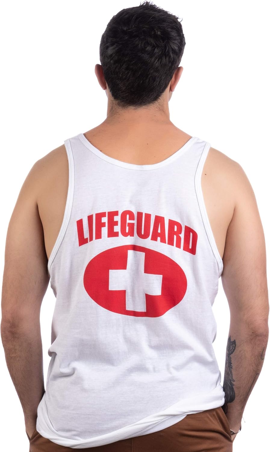 Lifeguard | White Adult Unisex Lifeguarding Fitted Unisex Tank Top: Clothing