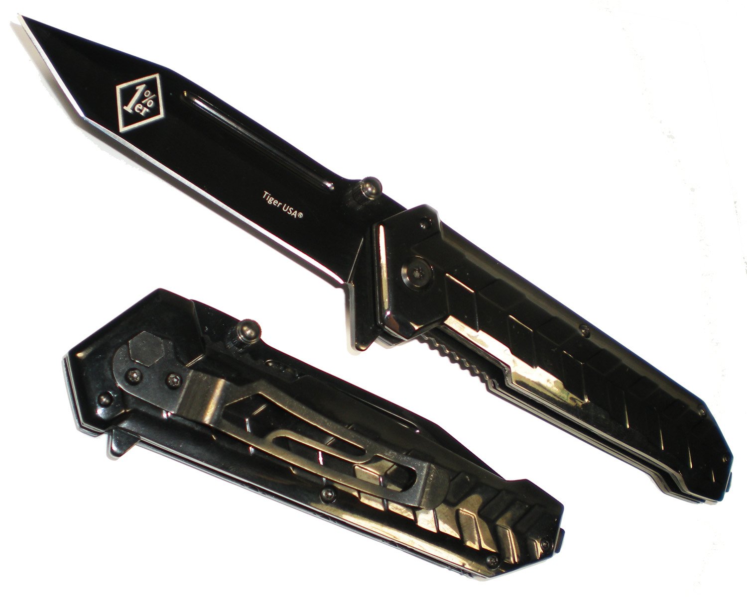 9" BLACK HEAVY DUTY TANTO BLADE 1 Motorcycle Biker Gang Pocket Knife