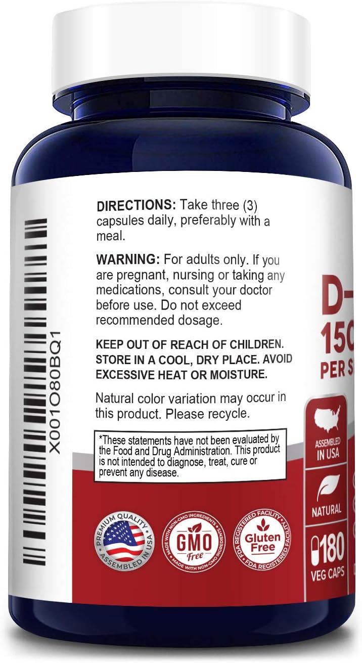 D-Mannose 1500 mg per Serving - 180 Vegetarian Capsules (Non-GMO & Gluten-Free).with Organic D-Mannose: Health & Personal Care