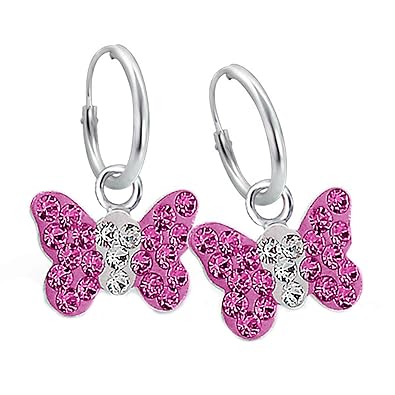 FIVE-D Ohrringe Creolen Kristall Schmetterling 925 Sterling Silber im Schmucketui