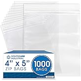 Spartan Industrial - 4” X 5” (1000 Count) 2 Mil Clear Reclosable Zip Plastic Poly Bags with Resealable Lock Seal Zipper