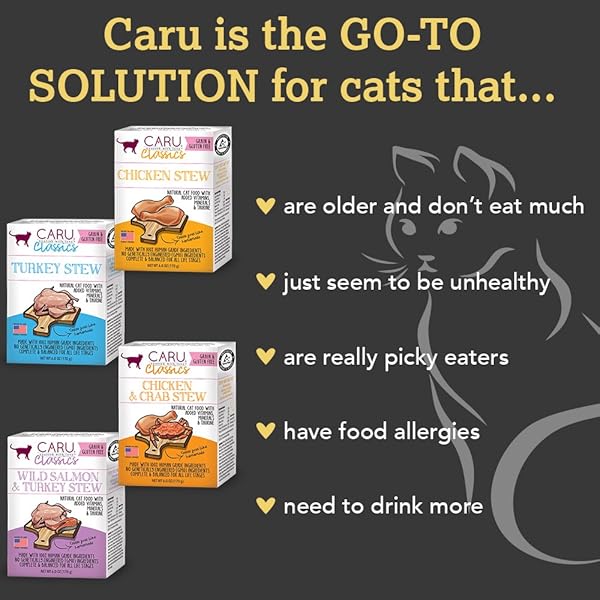 CARU – CHICKEN STEW FOR CATS, NATURAL CAT FOOD WITH ADDED VITAMINS, NON-GMO INGREDIENTS, COMPLETE AND BALANCED FOR ALL STAGES OF LIFE (6 OZ)