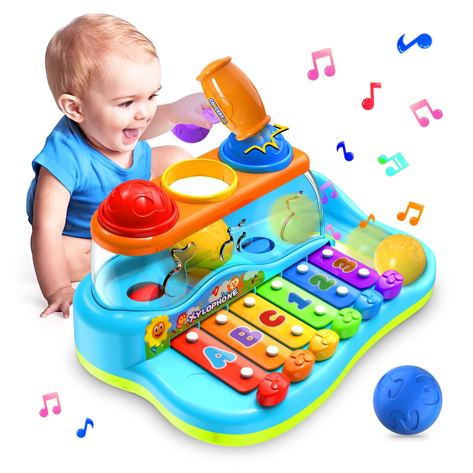 Yerloa Baby Xylophone Toys for 1 Year Old Girls Boys Easter Gifts,Balls Pound & Hammering Musical Toy for 1 Year Old,Educational Easter Presents for 12 18 Month