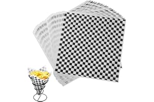 GeeRic 100 Sheets 12 x 12 inches Dry Waxed Deli Paper Sheets Checkered Sandwich Paper Food Basket Liners for Wrapping Bread,H