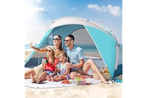 FATSINDE Beach Tent, Portable Beach Shade Tent for 3-4 Person, UPF 50+ UV Waterproof Lightweight & Easy Setup Sun Shade Canopy with Carrying Bag for Outdoor Camping Fishing