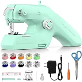 Vaspow Double Thread Handheld Sewing Machine for Beginners with Lockstitch | Portable Mini Size Design, Suitable for Beginners Battery &amp; DC Powered, Quick Mending for Clothes, Denim, Hem &amp; DIY Crafting