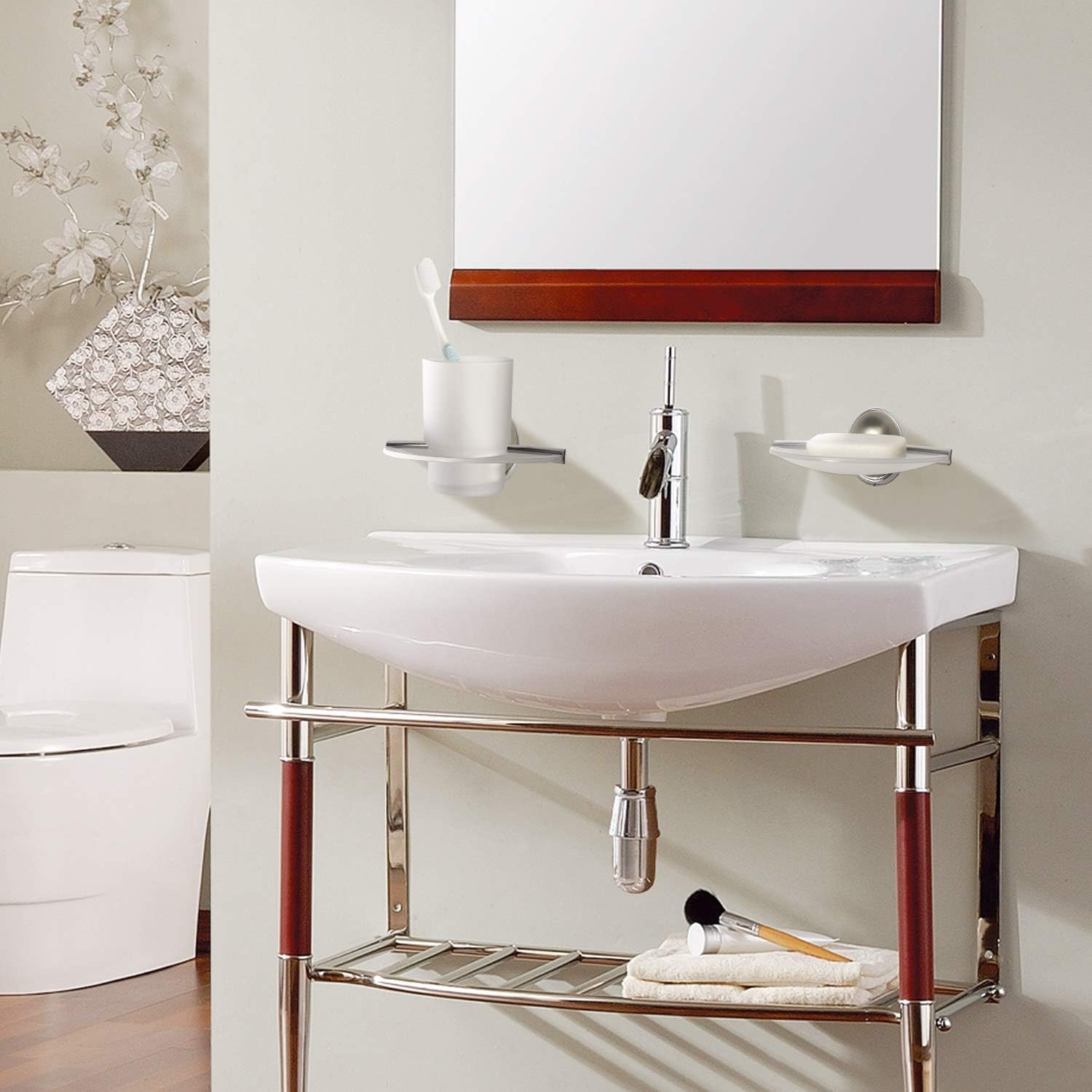 TONIAL Towel Bar Set Bathroom Hardware Set Wall Mounted Towel Holder Set Towel Rack Set for Bathroom 6-Pieces Bath Accessory Kit Nickel Bell Design: Home & Kitchen