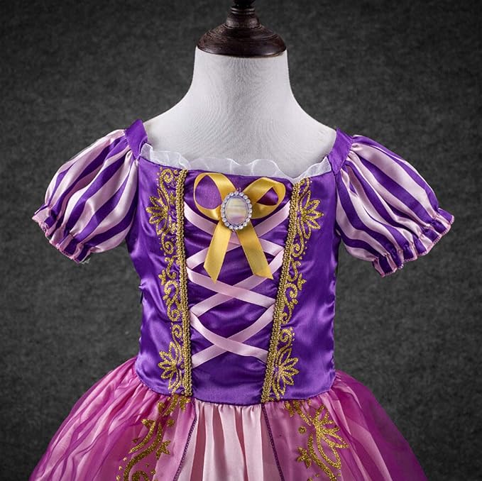 Enfants Jeux Et Jouets Eleasica Fille Robe De Princesse Raiponce Costume Pour Enfants Manches Courtes Bouffante Robe Longue Haute Qualite Deguisements Costume Violet Bleu Doux Cosplay Halloween Noel 3 9ans 90 140cm