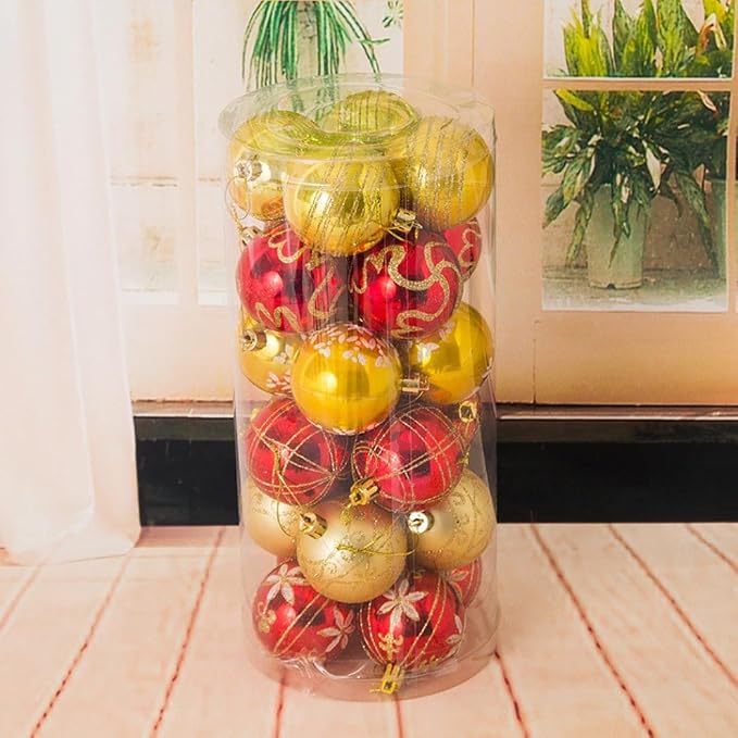Longra 24pcs Boules De Noël Noël Décoration Extérieur