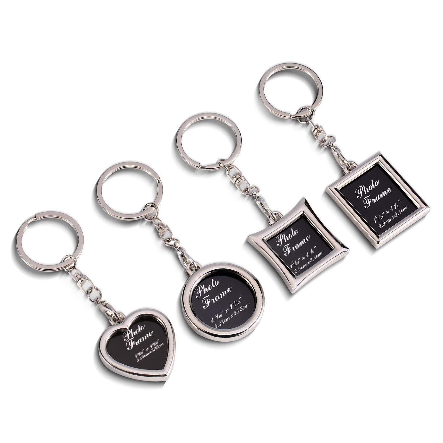 Yosoo 4Pcs Mini Creative Metal Alloy Insert Photo Picture Frame Keyring Keychain Gift