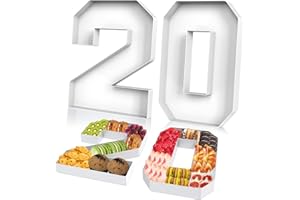 CARDOBIR 2 Pcs Cardboard Numbers Fillable, 12'' Paper Mache Numbers, Number Trays for Food Cupcake Chocolate Candy, Number Boxes for Charcuterie Birthday Anniversary Party Decoration(20)