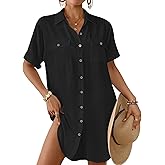 Bsubseach Women Swimsuit Coverup Button Down Bathing Suit Cover Up for Swimwear Summer Beach Shirt Dresses Resort Wear