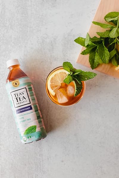 TEAS’ TEA UNSWEETENED MINT GREEN TEA 16.9 FL OZ (PACK OF 12) ORGANIC, SUGAR FREE, ZERO CALORIE