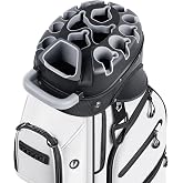 RIOROO Golf Cart Bag, 15 Full Length Club Dividers, 13 Storage Pockets with Cooler Pocket, Water Resistant Fabric &amp; Rain Hood, for Golf Push Carts &amp; Golf Trolleys