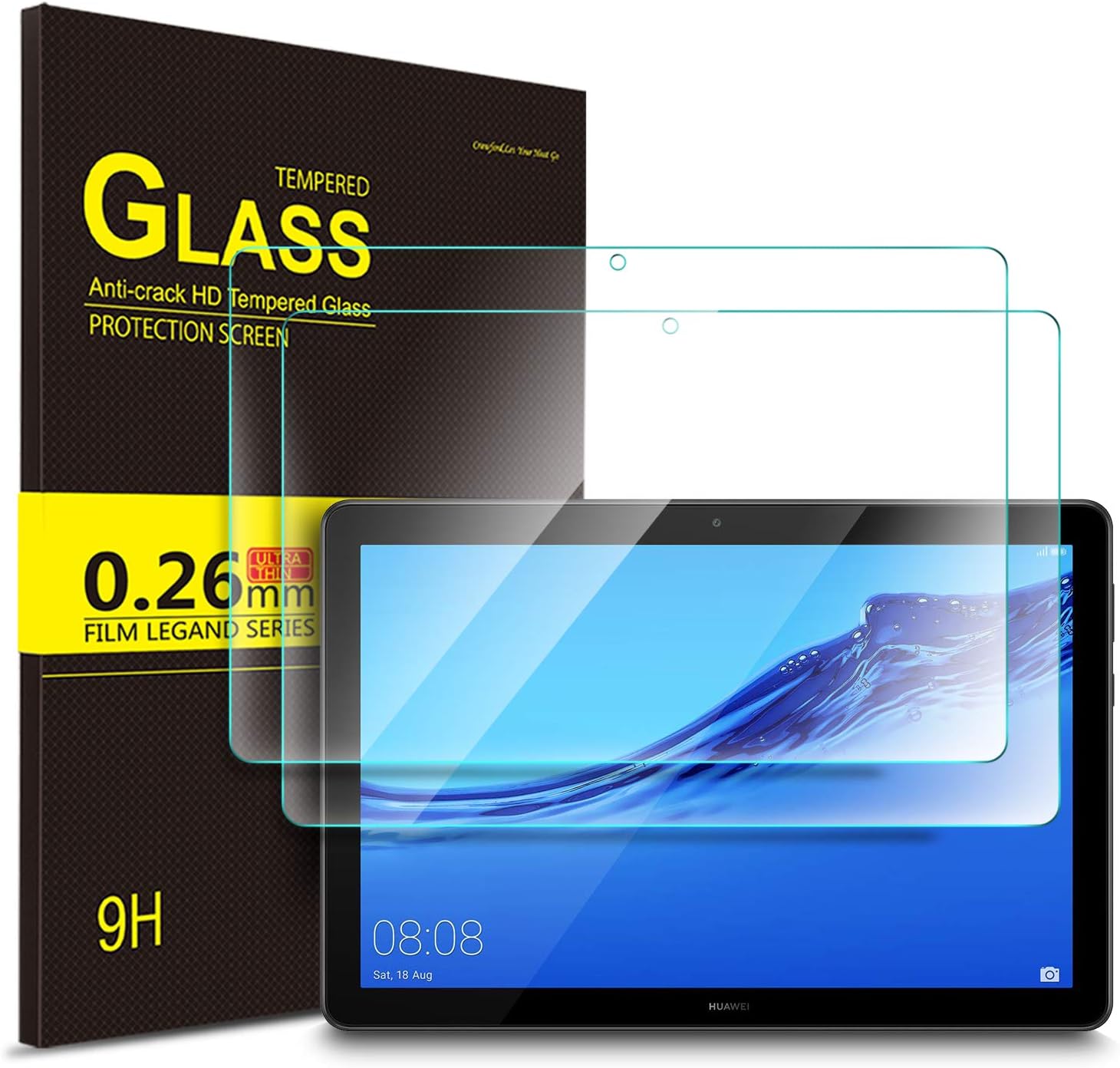Luibor Huawei MediaPad T5 10 Tablet Tempered Glass Screen Protector HD Screen Protector for Huawei MediaPad T5 10 Tablet (2pcs)