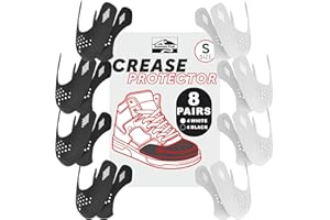 Keystone Peak 8 Pairs Shoe Crease Protector for Dunk Low, Air Force 1, Jordan 1 & More, 4 White + 4 Black Pairs Crease Guards