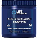 Life Extension Creatine Acetyl-L-Carnitine Energy Plus, Energy Support Supplement, creatine monohydrate, Acetyl-L-carnitine, Gluten-Free, Non-GMO, Vegetarian, 30 Servings