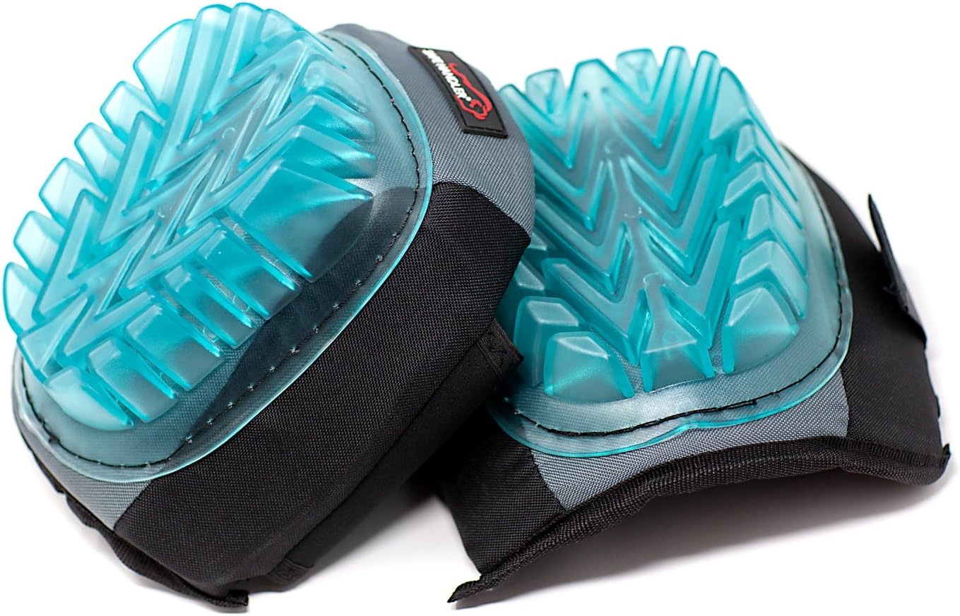 SAFE HANDLER Professional Knee Pads with Superior Gel Cushion | Comfortable, Heavy Duty, Easily Adjustable, Non-Marring (Clear Gel Blue)