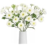 Uznaeoi 6Pcs White Daisy Artificial Flowers 24.4’’ Silk Fake Wildflowers Fake Daisies with Stems for Vase Table Centerpiece Home Wedding Party Garden Decoration(White)
