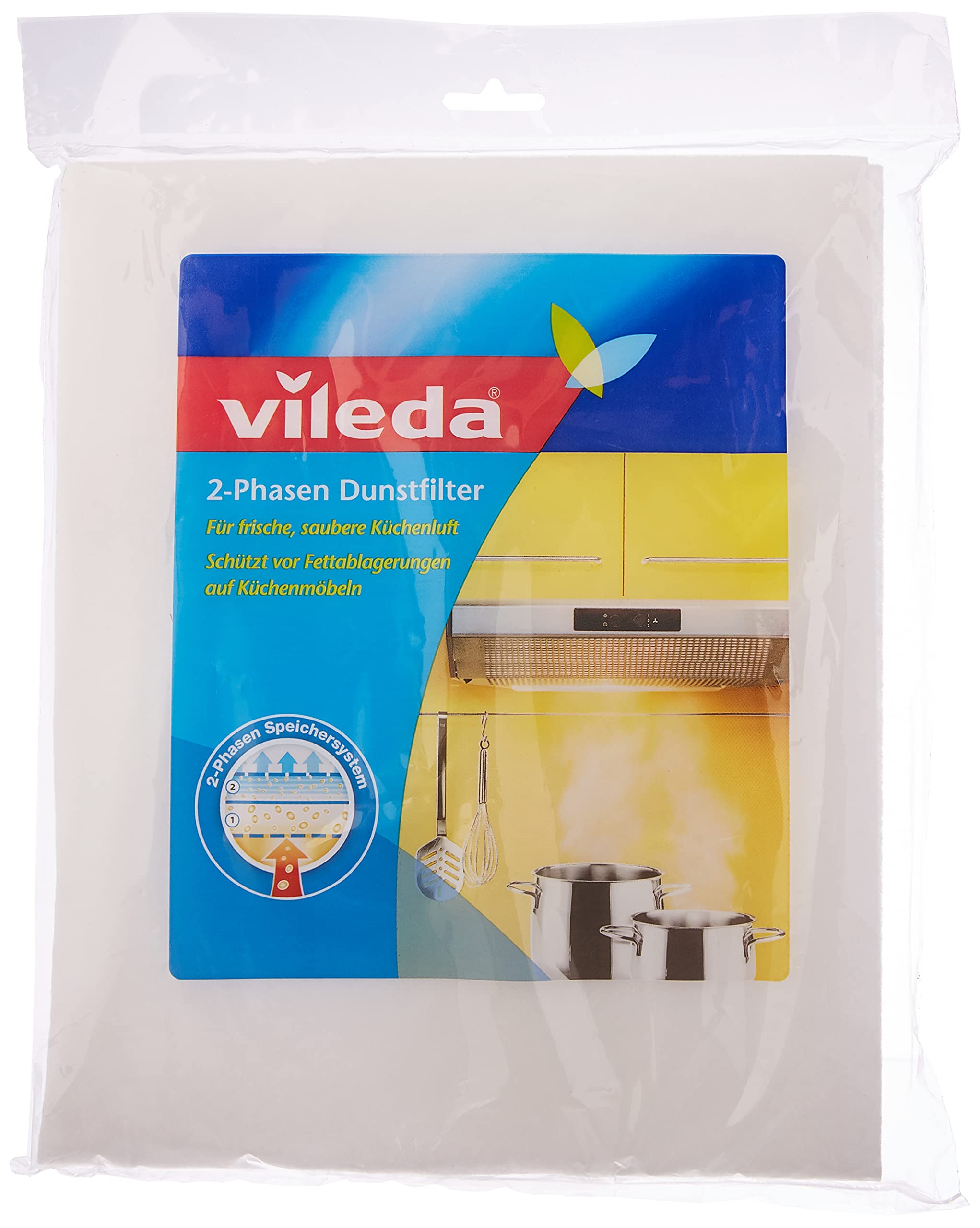Vileda Air Filter, 2-phase Storage System, Polyester, Universal for Cooker Hoods