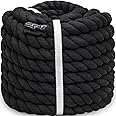 BONSINY Black Cotton Rope 1 inch x 50 feet - Twisted Strong Thick Rope for Swing Hanging Landscaping Tug of War DIY Projects