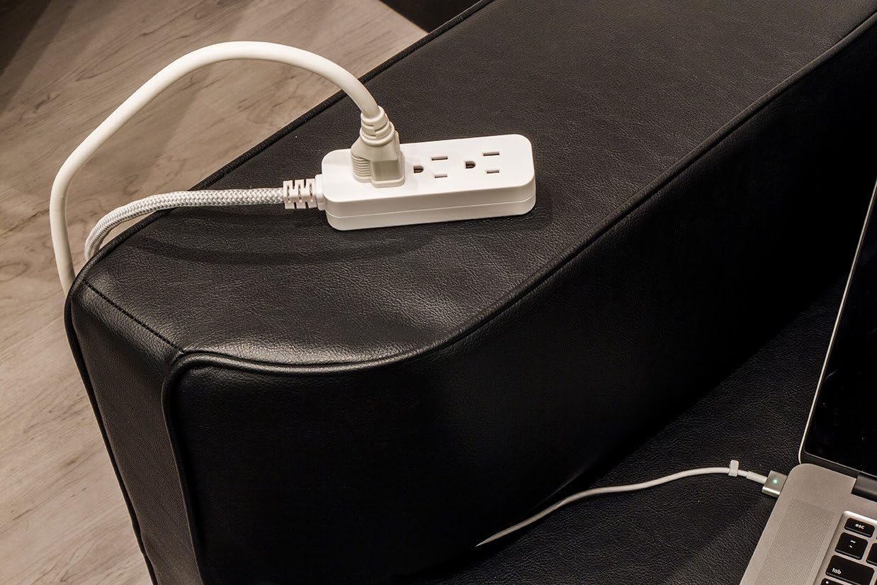 Cordinate Designer 3-Outlet Extension Cord with Surge Protection, Gray, Braided Décor Fabric Cord, 10 ft, Low-Profile Plug with Tamper Resistant Safety Outlets, 37914: Electronics