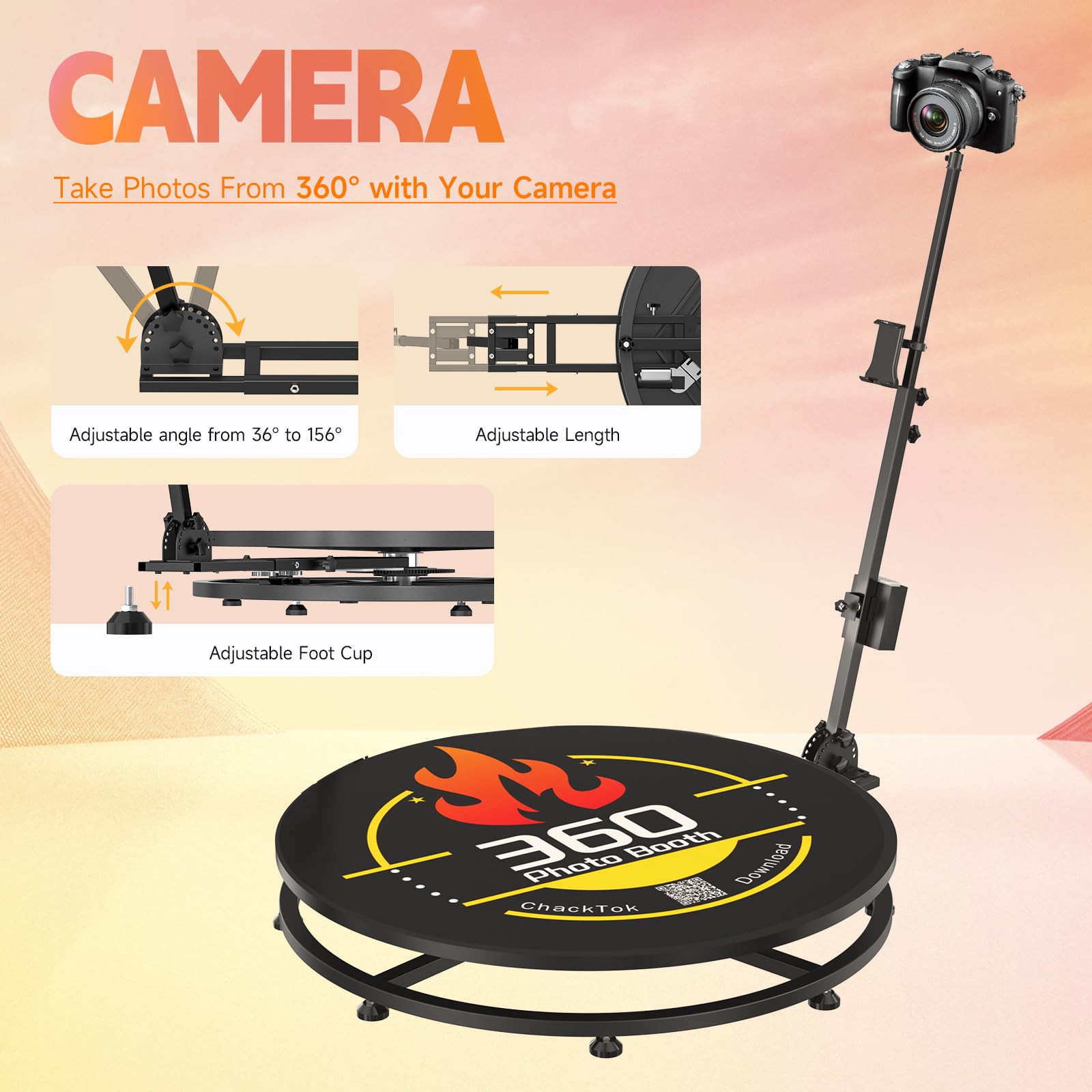 MWE 360 Photo Booth Machine for Parties with Flight Case,RGB Strip Light,Software APP Remote Automatic 360 Spin Camera Video Booth for 4-6 People(39.4''+Flight Case)
