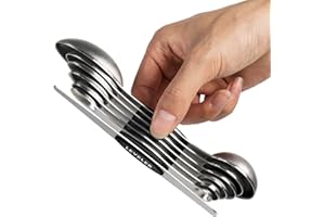 YELLRIN Magnetic Measuring Spoons Set Stainless Steel Dual Sided Stackable Teaspoon Tablespoon for Measuring Dry and Liquid Ingredients