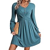 Acelitt Women's Fall Dresses 2025 Beach Casual Long Sleeve Loose Sundress Flowy Babydoll Mini Dress