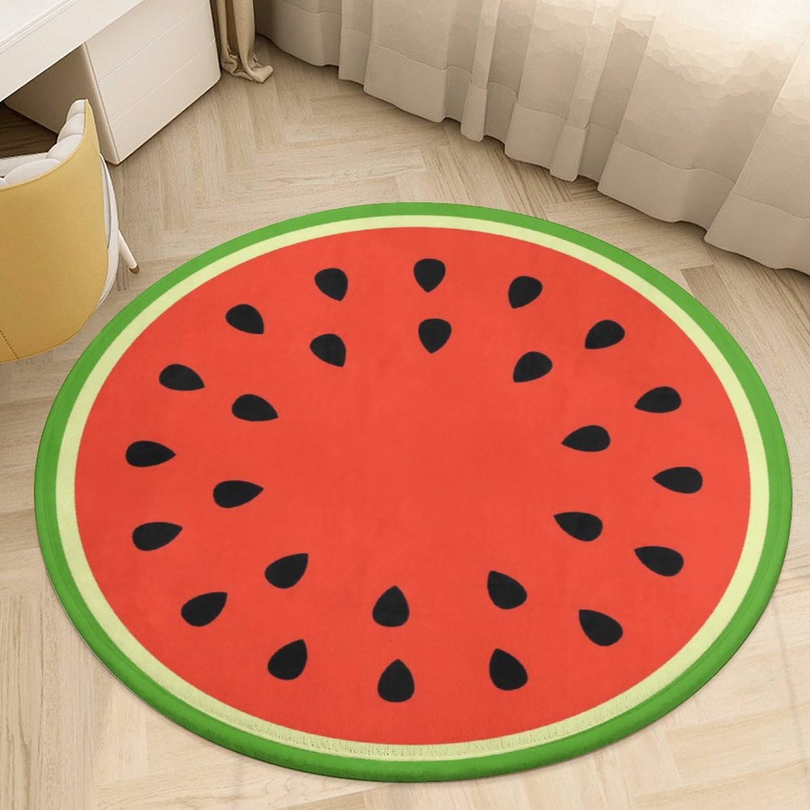 Photo 1 of Huryilo Watermelon Rug Watermelon Decor Fruit Round Rug Circle Rug Mat for Kids Boys Bedroom Bathroom 3 ft